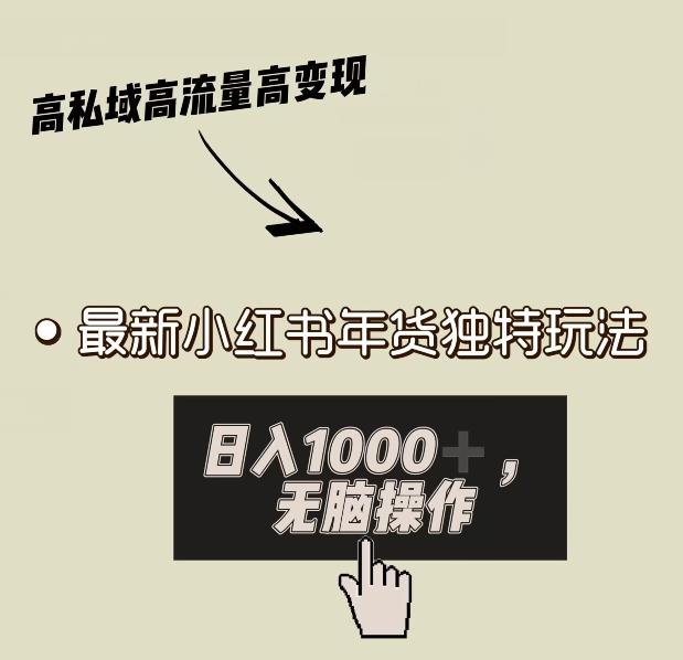 小红书年货独特玩法，高私域高流量高变现，日入1000+小白易上手-彼飞网创