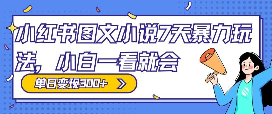 小红书图文小说7天暴力玩法，小白一看就会，单日变现300+-彼飞网创