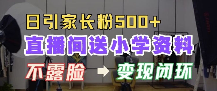 直播间送小学资料，每天引流家长粉500+，变现闭环模式【揭秘】-彼飞网创