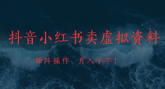 抖音小红书卖虚拟资料，市场需求一直存在，矩阵操作，月入1w+-彼飞网创