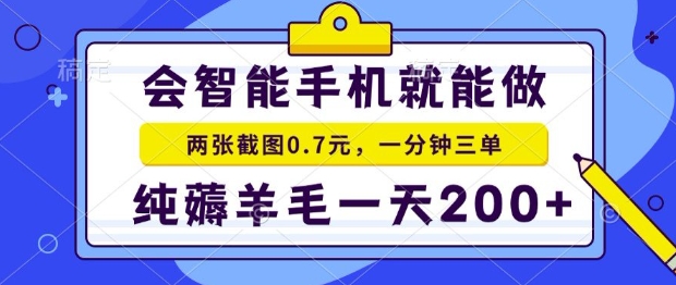2025年零撸手机项目，二十秒一单，纯薅羊毛，一天200+做就有【揭秘】-彼飞网创