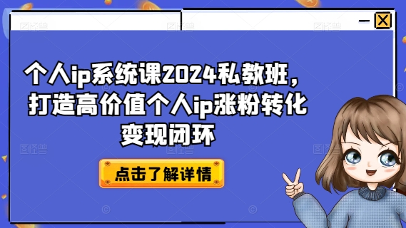 个人ip系统课2024私教班，打造高价值个人ip涨粉转化变现闭环-彼飞网创