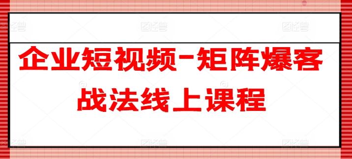 企业短视频-矩阵爆客战法线上课程-彼飞网创