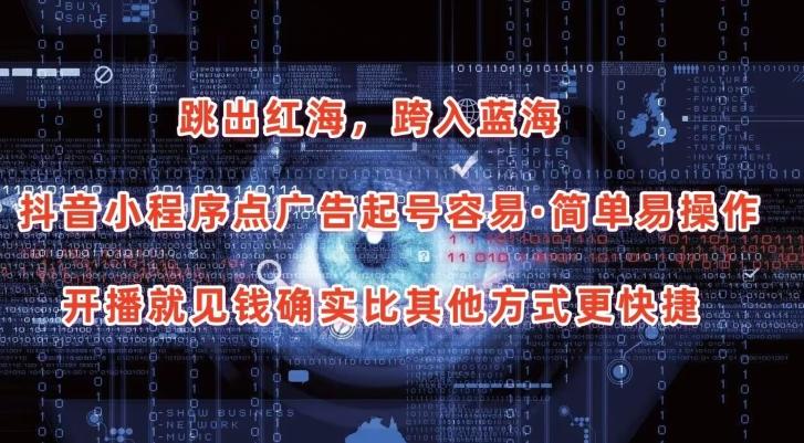 抖音小程序点广告项目，起号容易，简单易操作，开播就见有收益【揭秘】-彼飞网创