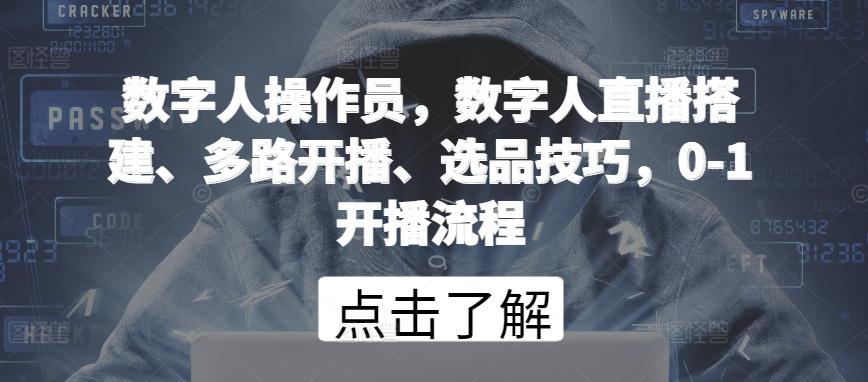 数字人操作员，数字人直播搭建、多路开播、选品技巧，0-1开播流程-彼飞网创