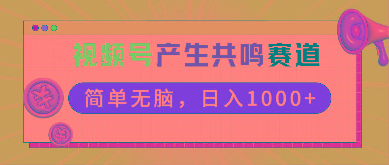 2024年视频号，产生共鸣赛道，简单无脑，一分钟一条视频，日入1000+-彼飞网创