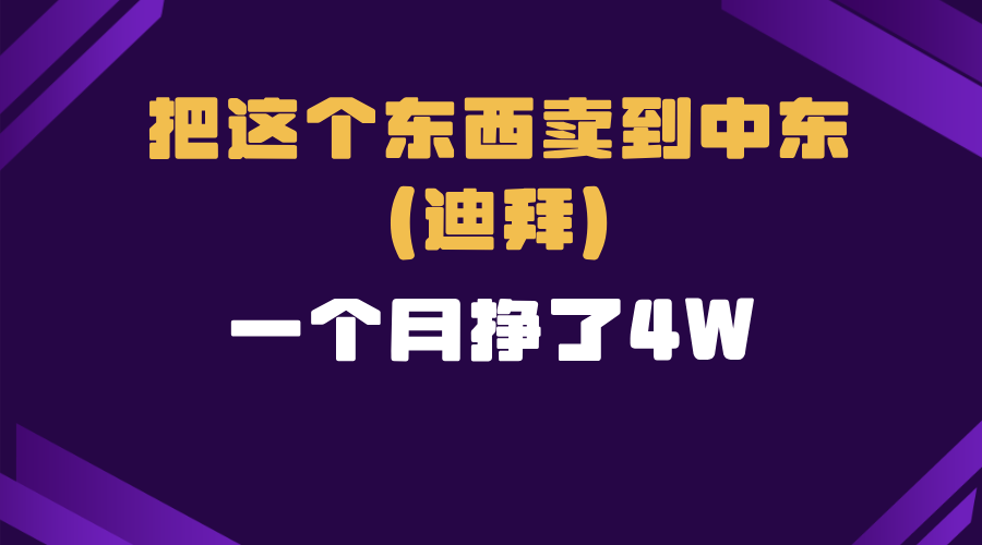 跨境电商一个人在家把货卖到迪拜，暴力项目拆解-彼飞网创