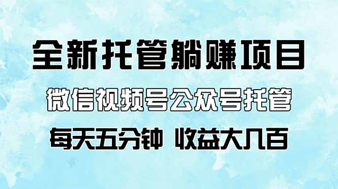 全新托管躺赚项目，微信视频号公众号托管代运营，每天五分钟，收益大几百-彼飞网创