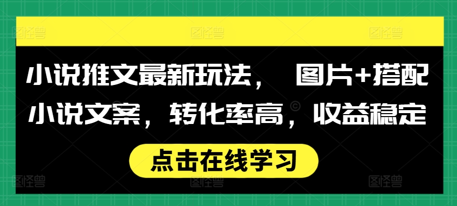 小说推文最新玩法， 图片+搭配小说文案，转化率高，收益稳定-彼飞网创