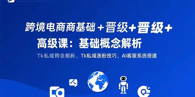 跨境电商基础+晋级+高级课：基础概念解析,Tk私域涨粉技巧,AI客服系统搭建-彼飞网创