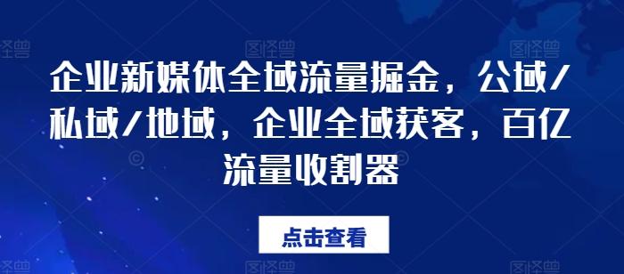 企业新媒体全域流量掘金，公域/私域/地域，企业全域获客，百亿流量收割器-彼飞网创