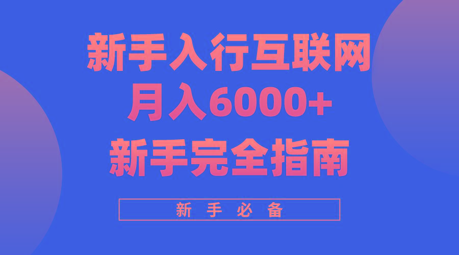(10058期)互联网新手月入6000+完全指南 十年创业老兵用心之作，帮助小白快速入门-彼飞网创