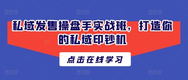 私域发售操盘手实战班，打造你的私域印钞机-彼飞网创