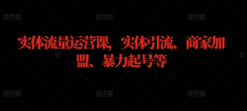 实体流量运营课，实体引流、商家加盟、暴力起号等-彼飞网创