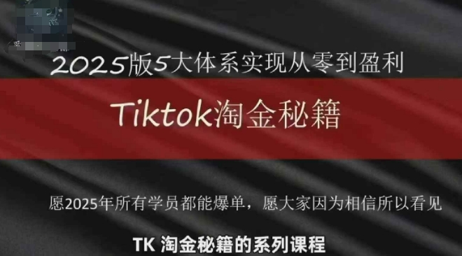 TikTok跨境2025淘金秘籍，​2025TikTok从0到盈利变现-彼飞网创
