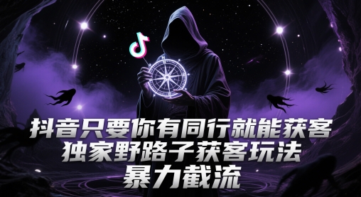 抖音只要你有同行就能获客，独家野路子获客玩法，暴力截流【揭秘】-彼飞网创