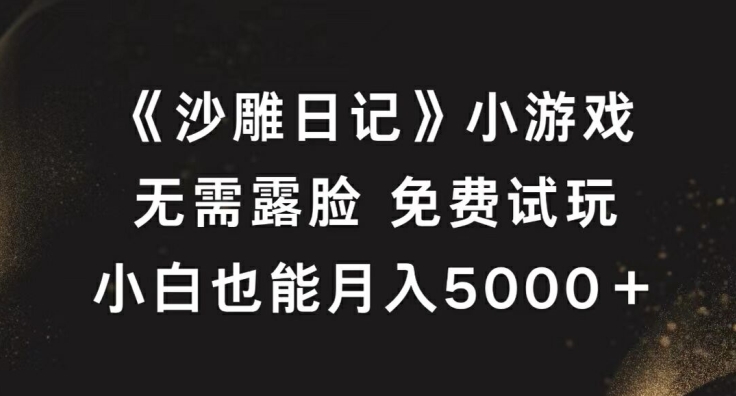 《沙雕日记》小游戏，无需露脸免费试玩，小白也能月入5000+【揭秘】-彼飞网创