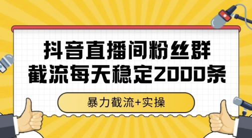 抖音直播间粉丝群暴力截流，一台电脑每天稳定2000条数据，暴力截流+实操 【揭秘】-彼飞网创