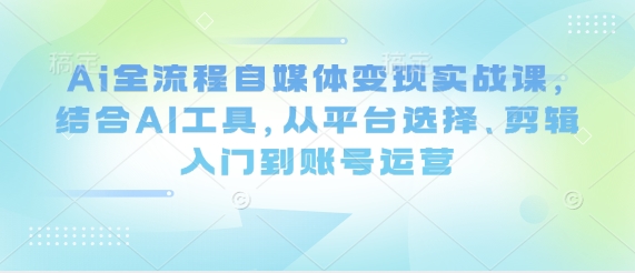 Ai全流程自媒体变现实战课，结合AI工具，从平台选择、剪辑入门到账号运营-彼飞网创
