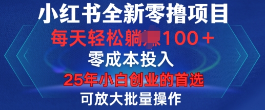 小红书全新纯零撸项目，只要有号就能玩，可放大批量操作，轻松日入100+【揭秘】-彼飞网创