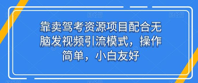 靠卖驾考资源项目配合无脑发视频引流模式，操作简单，小白友好【揭秘】-彼飞网创