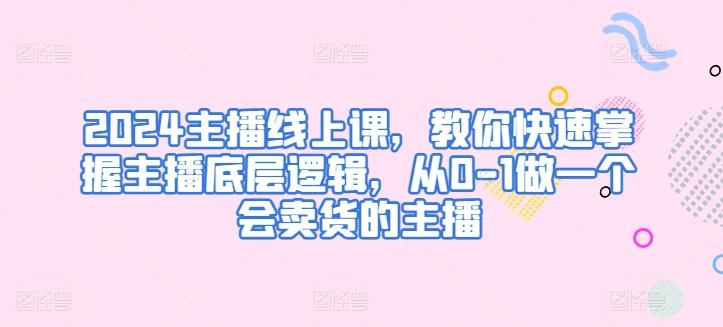 2024主播线上课，教你快速掌握主播底层逻辑，从0-1做一个会卖货的主播-彼飞网创