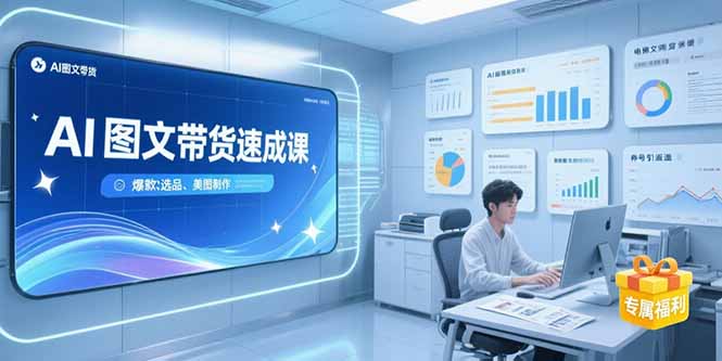 AI图文带货速成课，养号引流秘籍，爆款选品策略，美图制作全流程-彼飞网创
