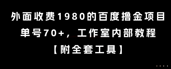 外面收费1980的百度撸金项目，单号70+，工作室内部教程【揭秘】-彼飞网创