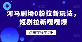 河马剧场0粉拉新玩法，短剧拉新嘎嘎爆-彼飞网创