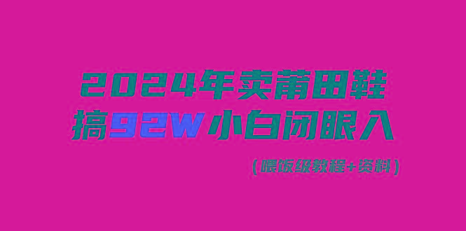 (9329期)2024年卖莆田鞋，搞了92W，小白闭眼操作！-彼飞网创