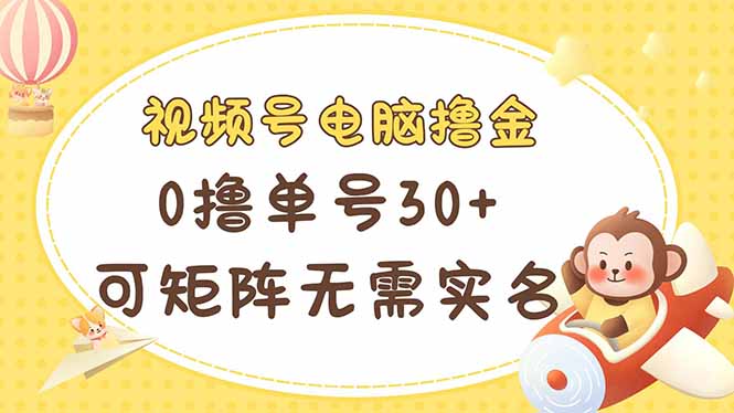视频号电脑撸金 0撸单号30+ 可矩阵 无需实名多号多得-彼飞网创