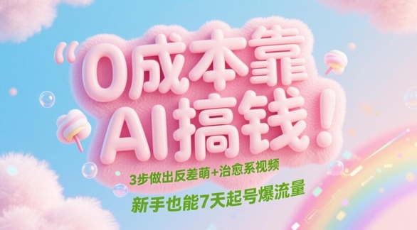0成本靠AI搞钱！3步做出反差萌+治愈系视频，新手也能7天起号爆流量-彼飞网创