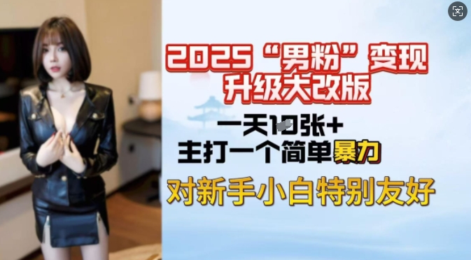 2025男粉变现全新玩法升级，日入上千简简单单，小白可轻松上手-彼飞网创