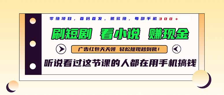 最新短剧平台，刷短剧，看小说，赚现金，一部手机日入300+-彼飞网创