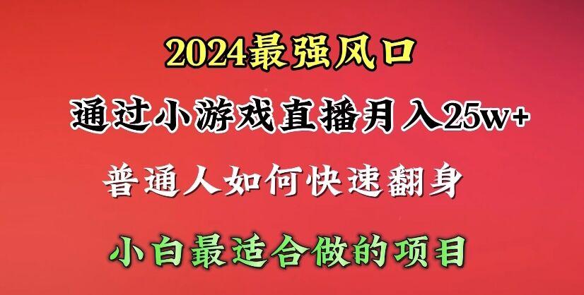 (10020期)2024年最强风口，通过小游戏直播月入25w+单日收益5000+小白最适合做的项目-彼飞网创