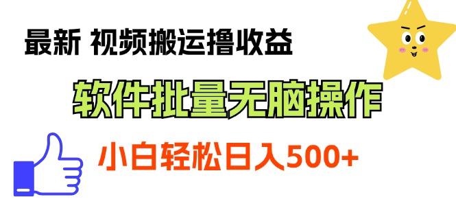 最新视频搬运撸收益，软件无脑批量操作，新手小白轻松上手-彼飞网创