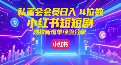 私董会会员日入4位数小红书红果短剧拉新爆单经验分享-彼飞网创
