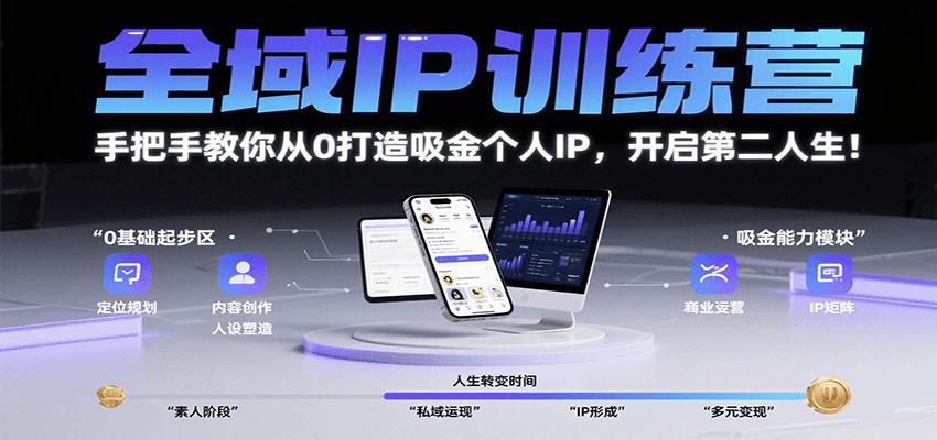 全域IP训练营，手把手教你从0打造吸金个人IP，开启第二人生！-彼飞网创