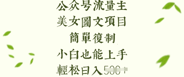 流量主长期收益项目，美女图片简单复制，小白也能上手，轻松日入5张-彼飞网创