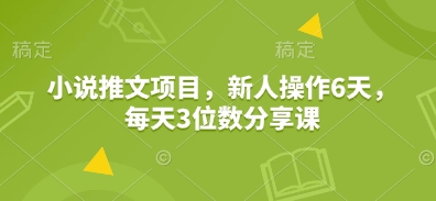 小说推文项目，新人操作6天，每天3位数分享课-彼飞网创