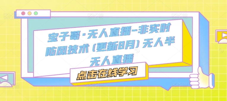宝子哥·无人直播-非实时防风技术(更新11月)无人半无人直播-彼飞网创
