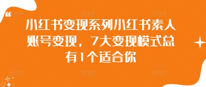 小红书变现系列小红书素人账号变现，7大变现模式总有1个适合你-彼飞网创