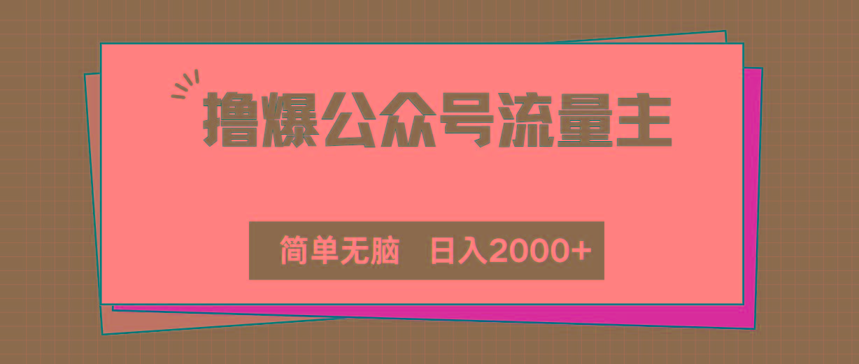 撸爆公众号流量主，简单无脑，单日变现2000+-彼飞网创