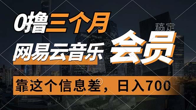 0撸三个月网易云音乐会员，靠这个信息差一天赚700，月入2w-彼飞网创