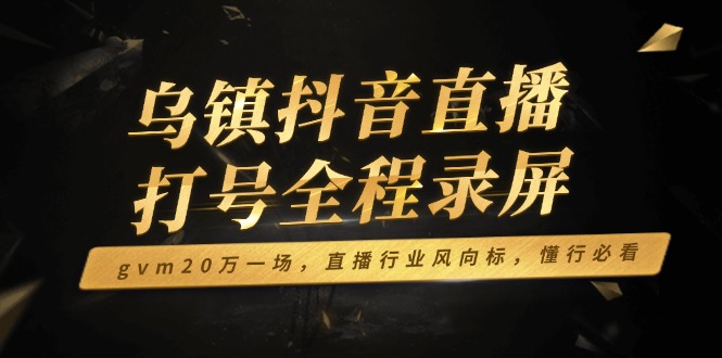 乌镇抖音直播打号全程录屏，gvm20万一场，直播行业风向标，懂行必看-彼飞网创