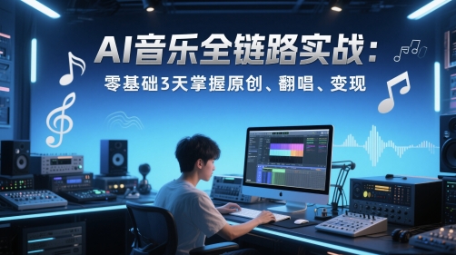 AI音乐全链路实战变现课：零基础3天掌握原创、翻唱、变现-彼飞网创