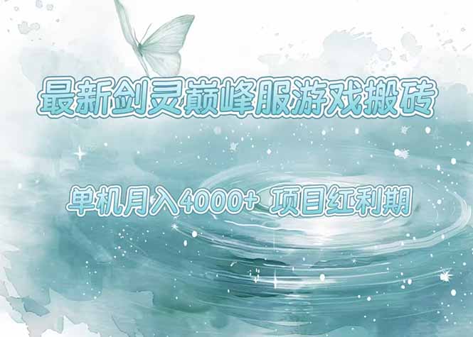 最新剑灵巅峰服游戏搬砖，项目红利期，单机稳定4000+操作简单好上手-彼飞网创
