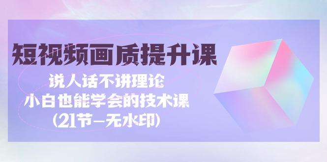 (9659期)短视频-画质提升课，说人话不讲理论，小白也能学会的技术课(21节-无水印)-彼飞网创