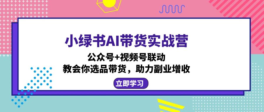 小绿书AI带货实战营：公众号+视频号联动，教会你选品带货，助力副业增收-彼飞网创