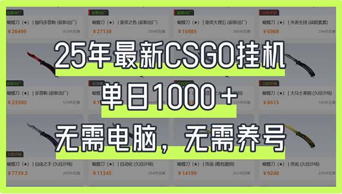 25年最新CSGO挂机系统，单日1000+，无需电脑，无需养号，0基础可上手-彼飞网创